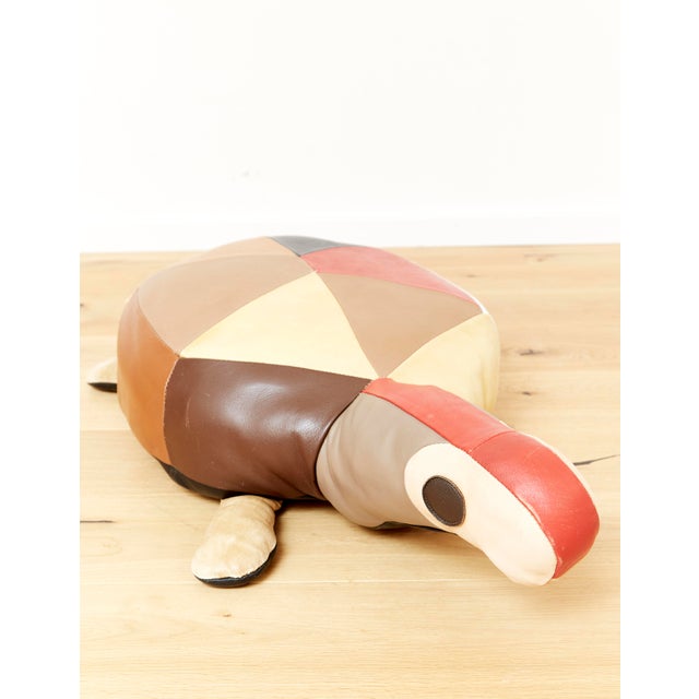 Mid-Century Modern Leather Pouf, Switzerland, 1960s For Sale - Image 4 of 12