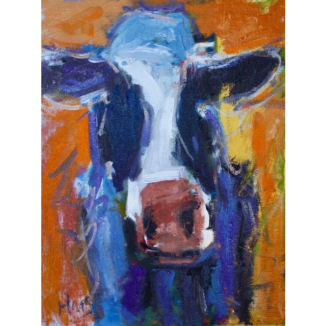Abstract Cow With Orange Original Oil Painting For Sale