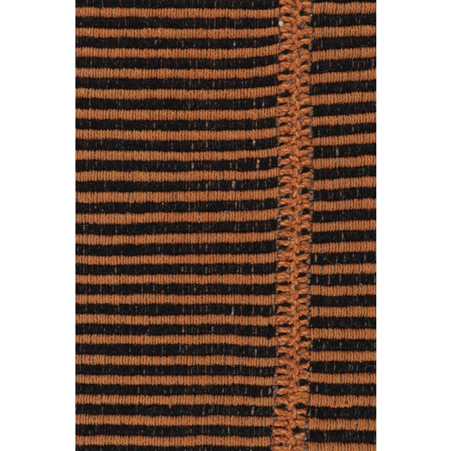 Rug & Kilim’s Contemporary Kilim in Orange and Black Stripes For Sale In New York - Image 6 of 7