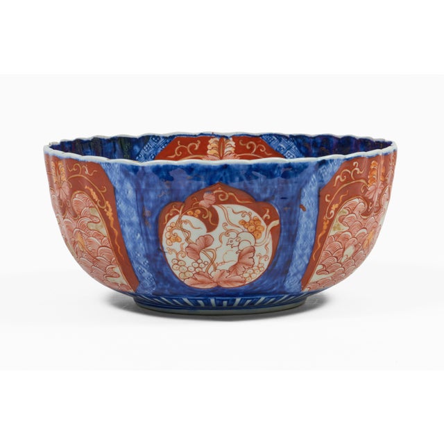 Mid 19th Century Antique Large Japanese Imari Porcelain Punch Bowl For Sale - Image 5 of 10