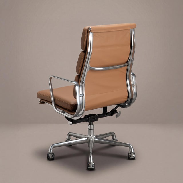 Herman Miller Eames Soft Pad Executive Chairs in Butterscotch Leather by Herman Miller For Sale - Image 4 of 13