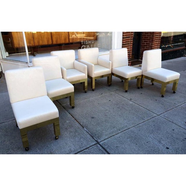 1970s Set of Six Brass Cityscape Chairs Paul Evans for Directional For Sale - Image 5 of 10