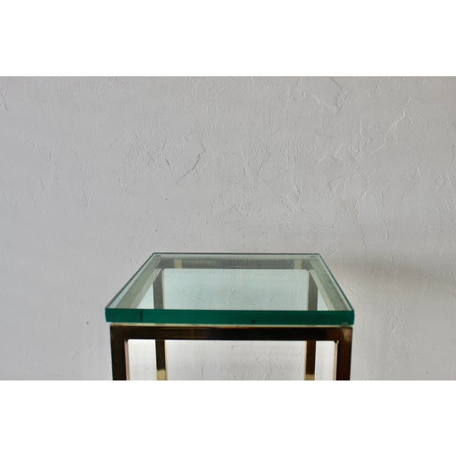 1970s Milo Baughman Style Brass Gold Glass Rectangular Side Table For Sale - Image 9 of 12