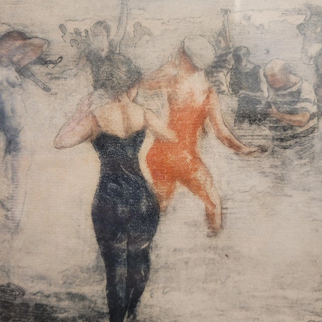 Paper Clement Lambert, Gouache Day at the Beach, 1890s, Paper, Framed For Sale - Image 7 of 16