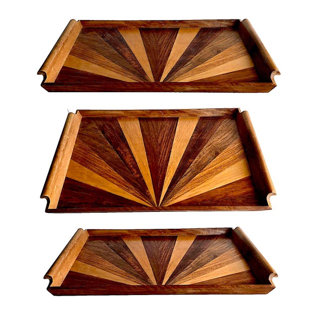 Mid-Century Modern Mid 20th Century Marquetry Wood Tray For Sale - Image 3 of 12
