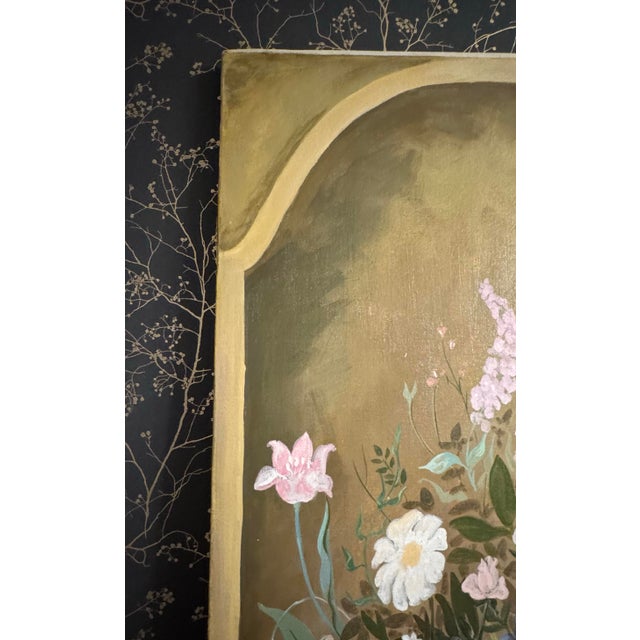 Pair of Monumental Hand-Painted Floral Trompe L’Oeil Architectural Panels, 1980s–90s For Sale - Image 10 of 12