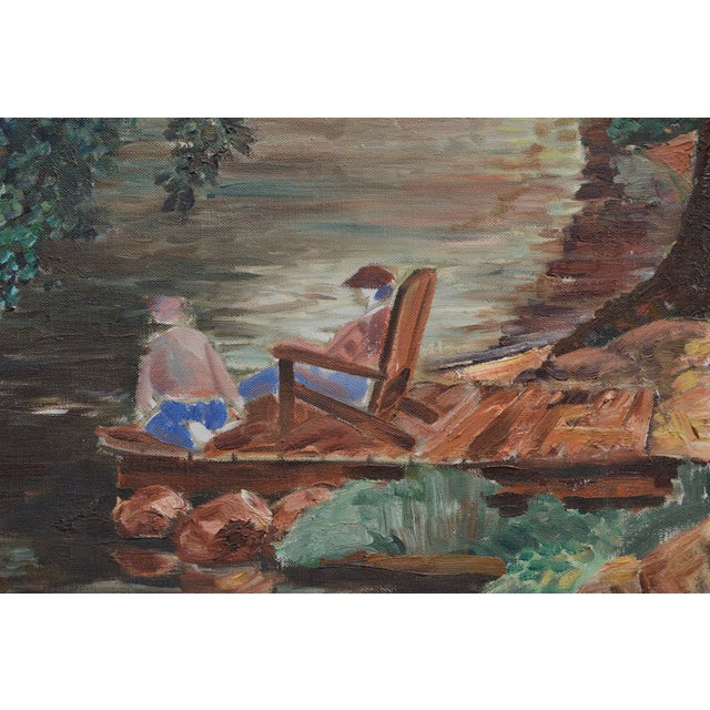 Sitting by the Lake, Landscape by Joseph Yeager, 1940 For Sale - Image 4 of 5