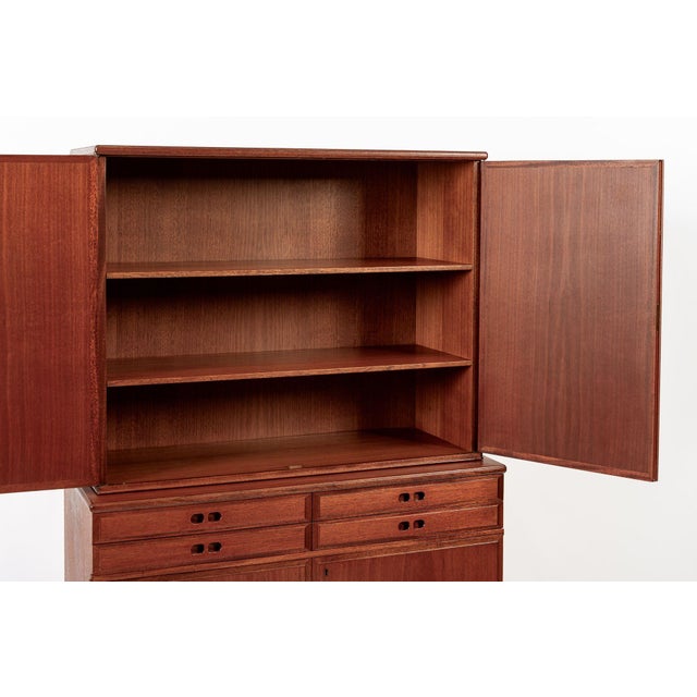Mid Century Danish Modern Teak Storage Cabinet, Circa 1960, Two-Piece For Sale - Image 4 of 15