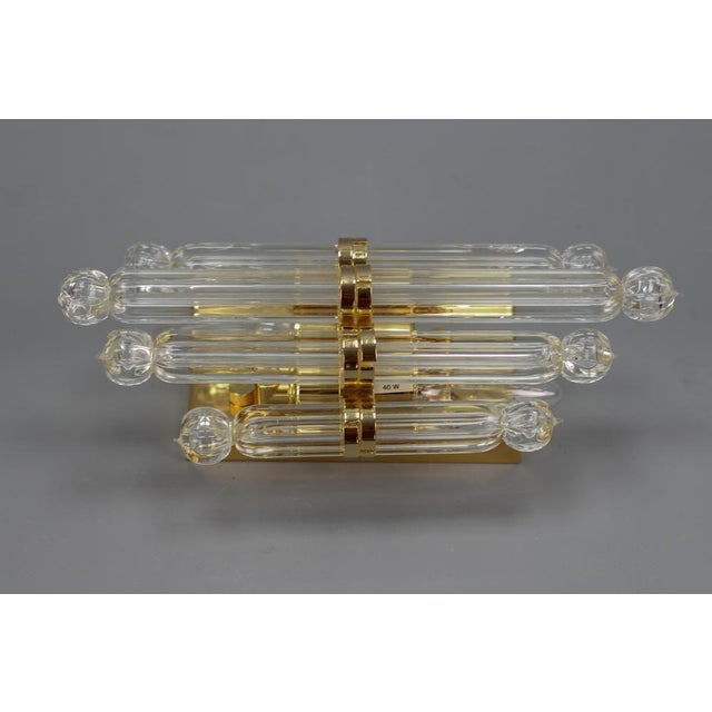 Gold Crystal Glass and Brass Wall Lamp by Honsel, Germany, 1980s For Sale - Image 8 of 18