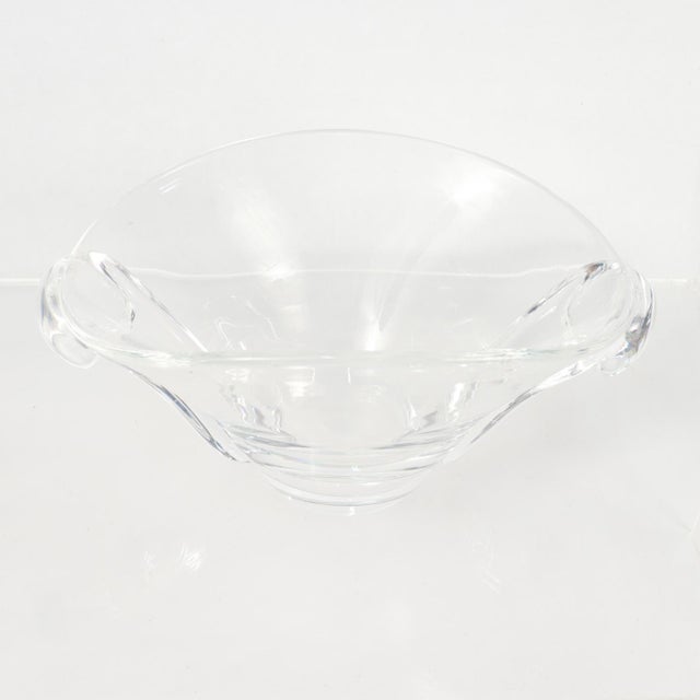Transparent Mid-Century Modern Steuben Twin Scroll Oval Bowl For Sale - Image 8 of 13