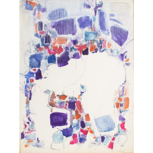 A 1964 abstract watercolor painting with pastel by the American artist James L. Bruch (1942-2023). This abstract work...