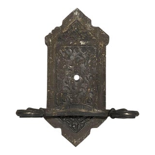 Antique Gothic Tudor Sconce Plate Base Part Double Arm For Sale