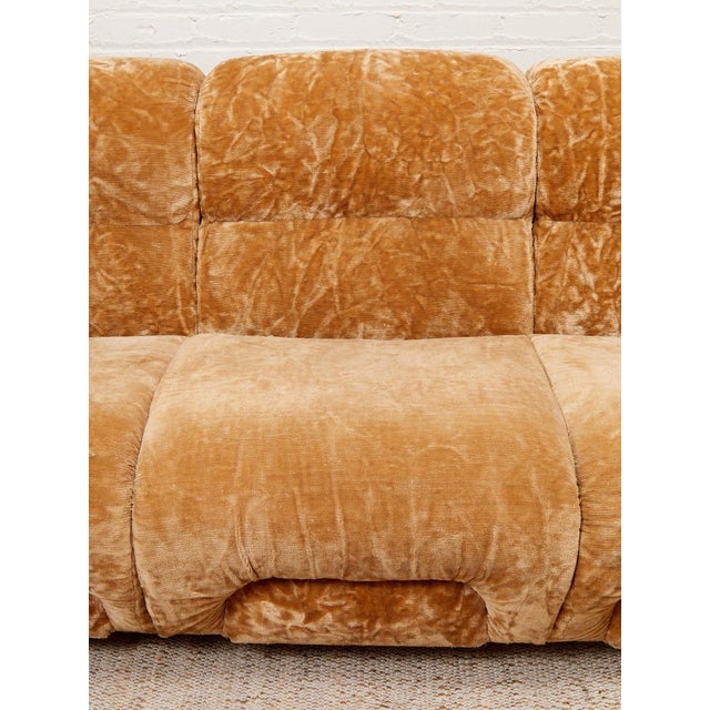 Vintage 70’s Italian Velvet Sofa For Sale - Image 9 of 12