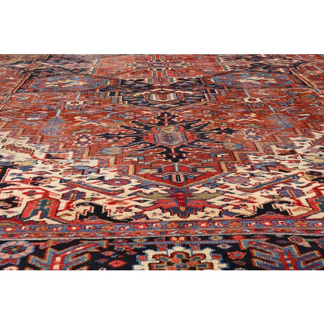 Early 20th Century Antique Persian Heriz Rug, 09'10 X 13'10 For Sale - Image 5 of 10