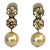 The design of this authentic pair of 1970s Les Bernard Double Rhinestone and Pearl Drop Earrings pair two round crystal...