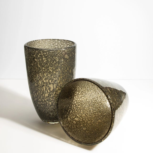 Hand Blown Murano Bullicante Vase in Gold For Sale - Image 9 of 11