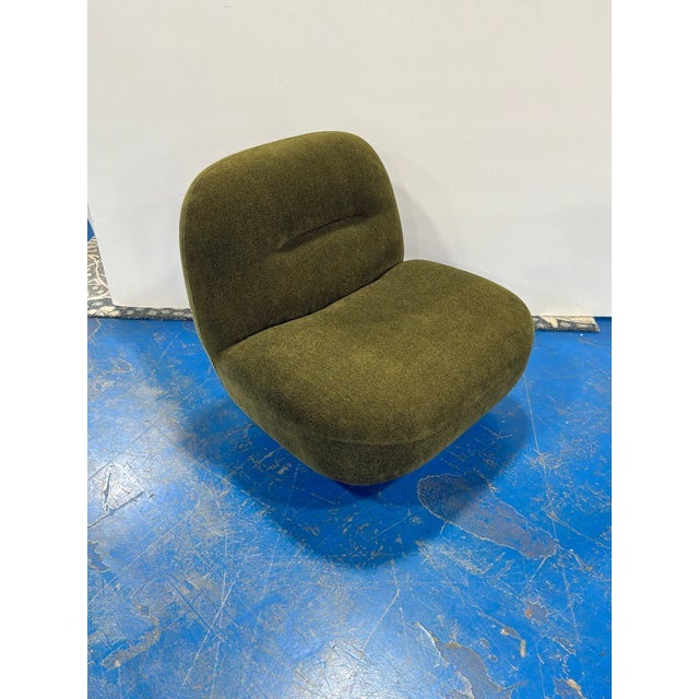Textile Modern Cloud Swivel Chair Sage Green For Sale - Image 7 of 7