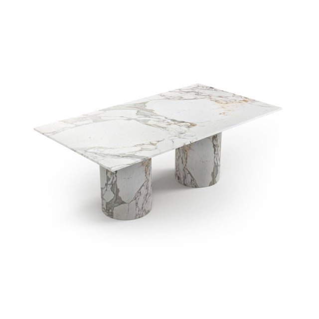 Contemporary Jaspura Rectangular Dining Table in Calacatta Oro Marble from Stone Valley For Sale - Image 3 of 5