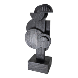 Mid-Century Modern Black Geometric Abstract Sculpture After Louise Nevelson