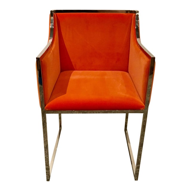 Contemporary Orange Velvet Occasional Chair For Sale