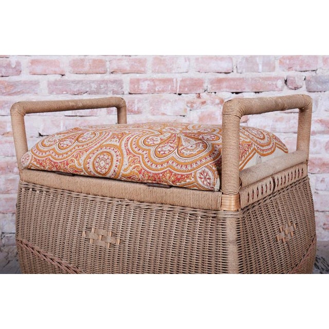 Czech Art Deco Stool in Wood and Hemp, 1940s For Sale - Image 3 of 14