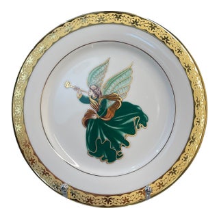 Vintage Muirfield Celebrity 9408 Salad/Accent Plate - Green Trumpet Angel For Sale