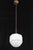 Art Deco hanging pendant light with a milk glass stepped closed shade. Vertical fluting on the shade adds detail and is...