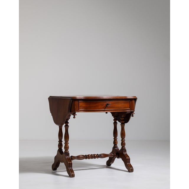 Napoleon III Mahogany Pembroke Drop-Leaf Table, Second Empire Style, France, 19th Century For Sale - Image 12 of 18