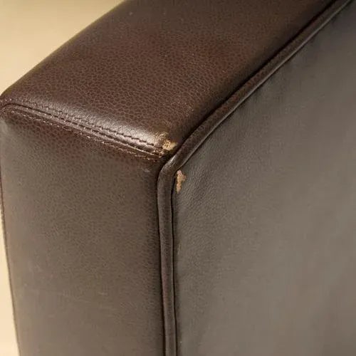 Brown Leather & Fabric Loveseat Sofa by Philippe Hurel, 2000s For Sale - Image 6 of 11