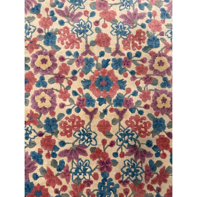 Art Deco Mid-20th C Entury Chinese Art Deco Oval Rug 3'1" X 4'11" For Sale - Image 3 of 11