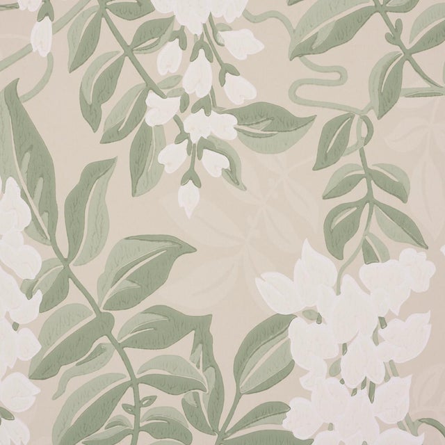 French SAMPLE - Schumacher Lucia Wisteria Wallpaper In Sage For Sale - Image 3 of 6