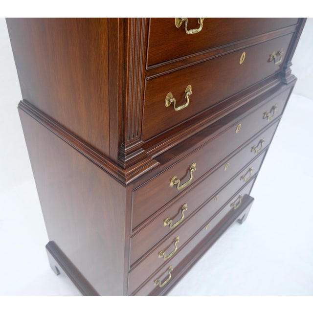 Mahagony 83" Tall 11 Drawers Finials Highboy Chest Dresser Chippendale MINT For Sale - Image 6 of 16