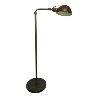 Vintage Mid-Century Modern Pharmacy Style Brass Floor Lamp For Sale