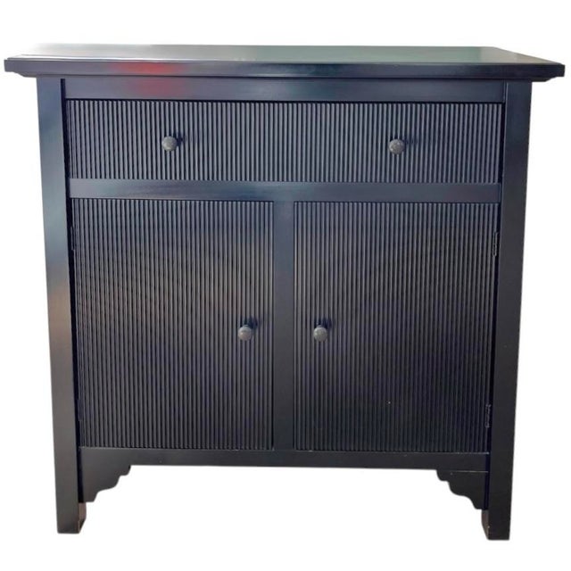 Crate & Barrel Black Wooden Console Cabinet For Sale - Image 10 of 12