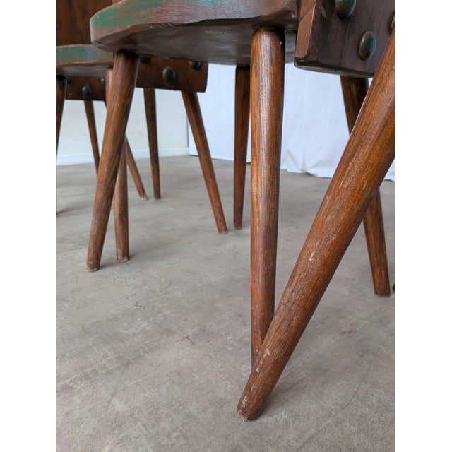 Vintage Brutalist Rustic Farmhouse Dining Chair, 1970s, Set of 4 For Sale - Image 15 of 18