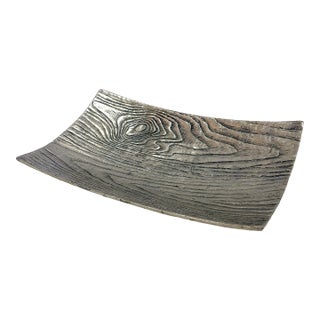 Vintage Z. Gallerie Faux Bois Metal Footed Platter For Sale