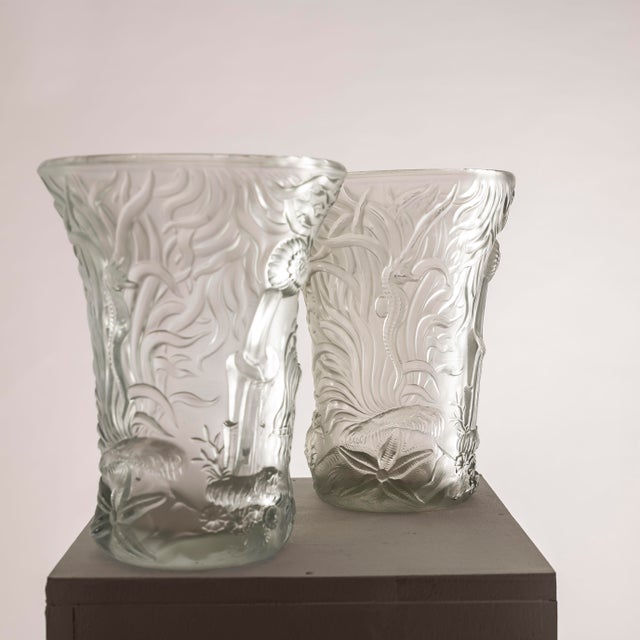 Glass Marine Life Vases attributed to Josef Inwald for Barolac, 1960s, Set of 2 For Sale - Image 6 of 16