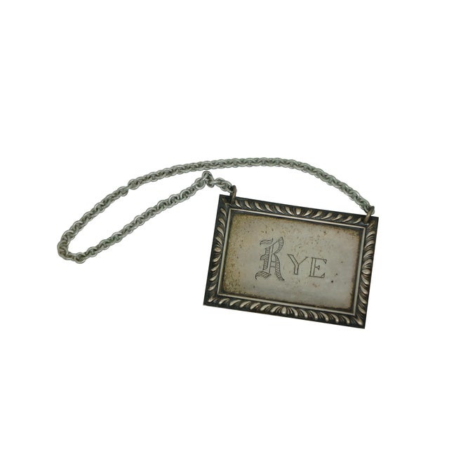 Mid-Century Modern Antique Sterling Silver Bourbon Scotch Sherry Rye Liquor Decanter Labels 50g - Set of 4 For Sale - Image 3 of 12