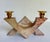 Here is a fantastic vintage postmodern candle holder crafted from beautifully veined pink marble with removable, petite...