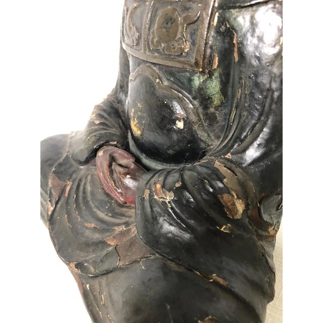 Mid 19th Century King Enma Carved Oriental Figure For Sale - Image 9 of 12