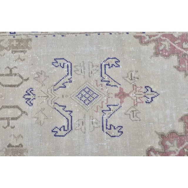Textile Pale Ecru Faded Natural Wool Runner Rug For Sale - Image 7 of 11