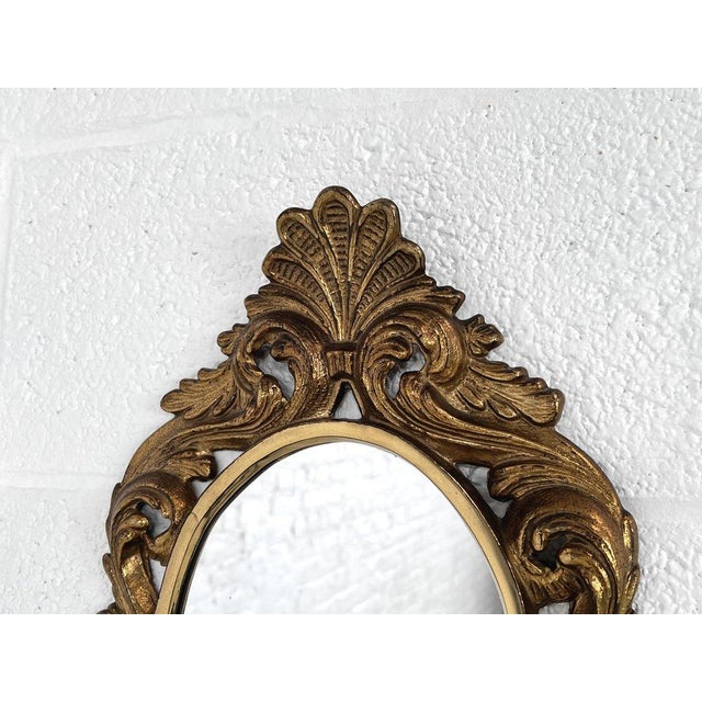Antique Round Gilded Bronze Mirror For Sale - Image 5 of 8