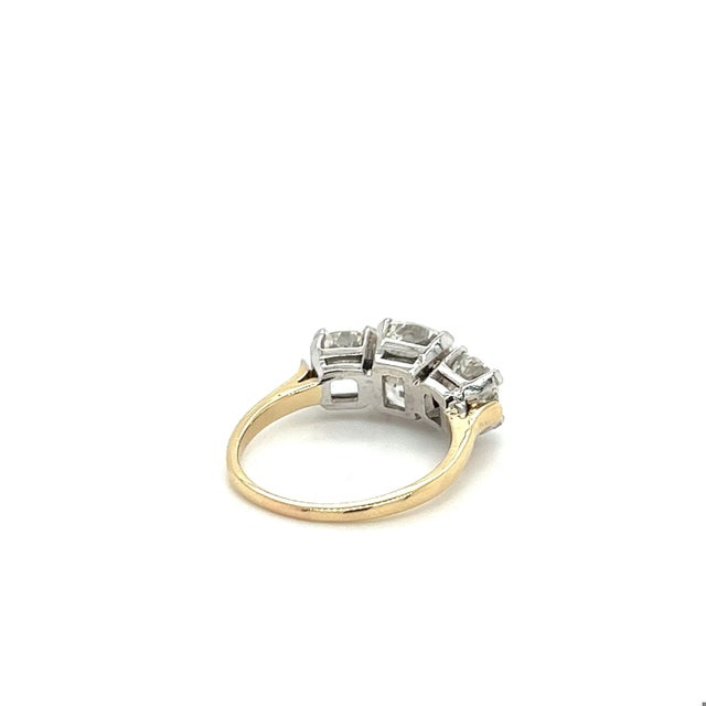 Mid 20th Century Mid 20th Century 4.83 Carat Cushion Cut 3-Stone Lab Grown Diamond Ring in 14k Gold and Platinum Size 7.5 For Sale - Image 5 of 7