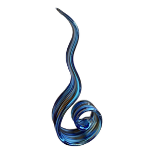 Vintage Murano Style Cobalt Blue Swirl Art Glass Free Form Sculpture Figurine