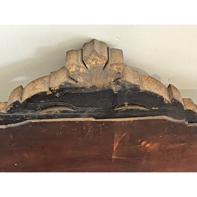 Antique Rococo Giltwood Wall Mirror, 19th Century Hand-Carved Crest, 26” X 37” For Sale - Image 11 of 11