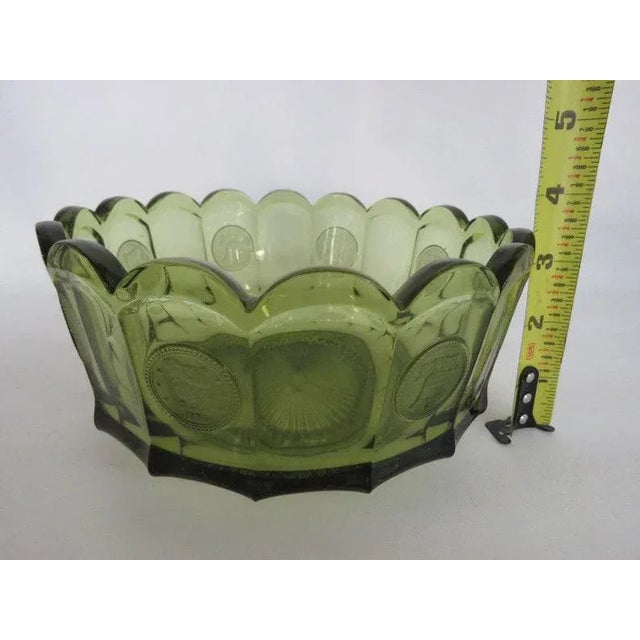 Fostoria Coin Glass Green Liberty Bell Scalloped Bowl Dish For Sale - Image 9 of 11