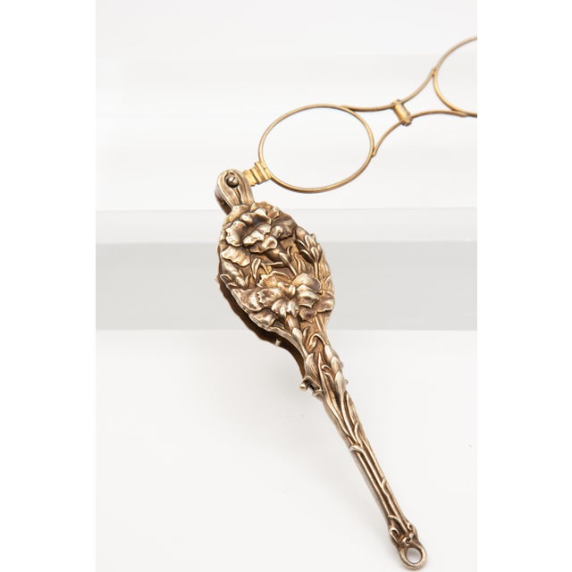 Metal 1900 - 1909 Antique Unger Brothers Art Nouveau Silver Vermeil Lorgnette Glasses For Sale - Image 7 of 18