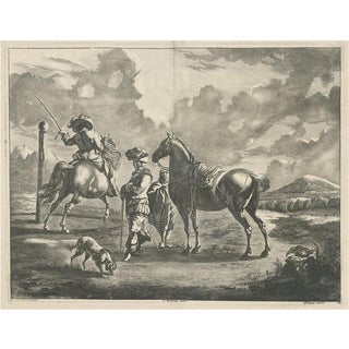 Landscape with Two Horses and Horsemen, 1680, Paper For Sale