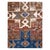 A vintage Caucasian Kazak accent rug with a geometric tribal design of 2 blue 8-point stars forming arrowheads and 1 cream...