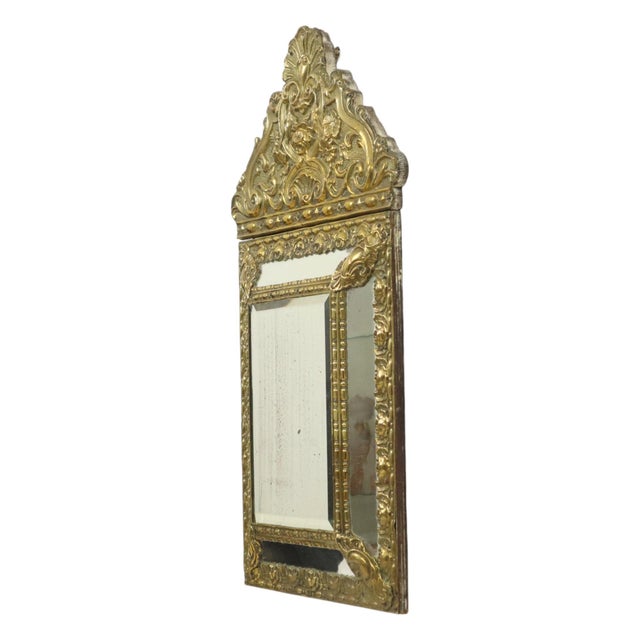 Cushion Mirror Repousse Faceted Mirror France, 1890s For Sale - Image 6 of 18